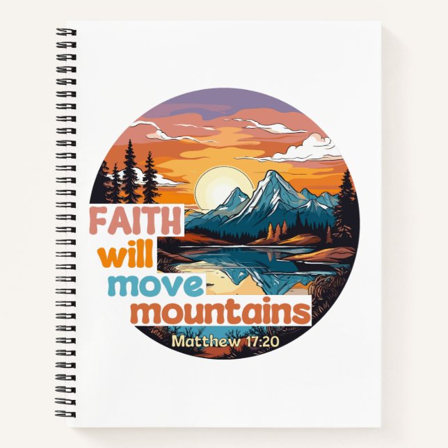 Cuaderno Faith Move Mountains Diseño cristiano (Anverso)