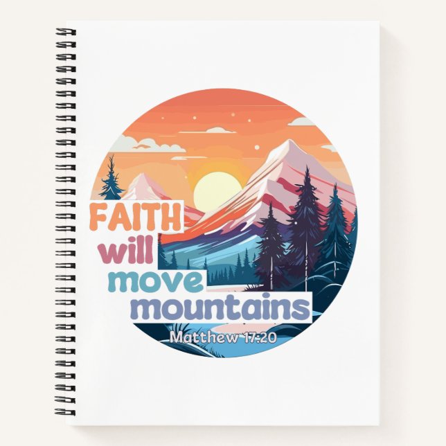 Cuaderno Faith Move Mountains Diseño cristiano (Anverso)