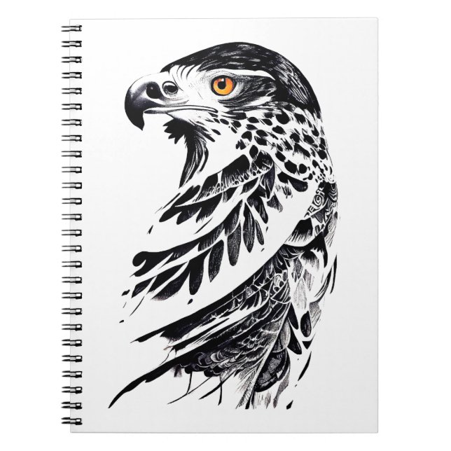Cuaderno Falcon Wild Animal Nature Ilustracion Tattoo (Frente)