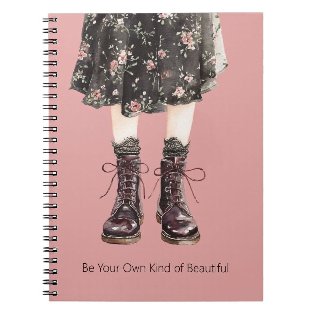 Cuaderno Falda de flores rosas negras Botas (Frente)