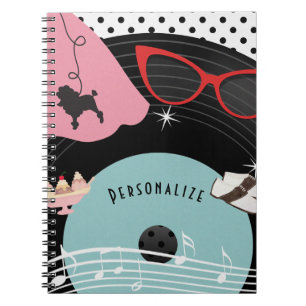 Cuaderno Falda de Poodle Retro de los 50's 1950's & Gafas
