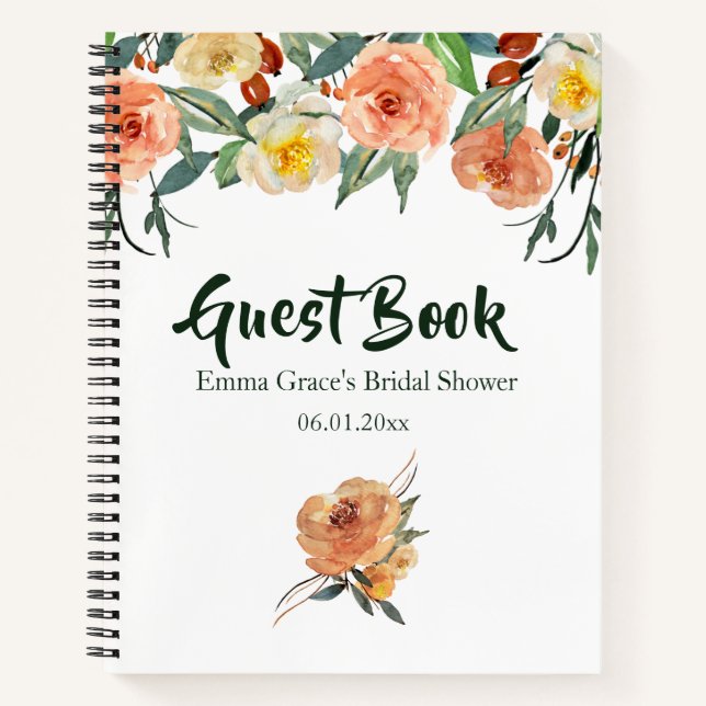 Cuaderno Fall Floral Bridal Shower Guest Book (Anverso)