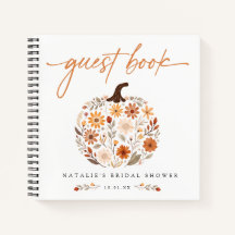 Fall Floral Calabaza Bridal Shower Guest Book