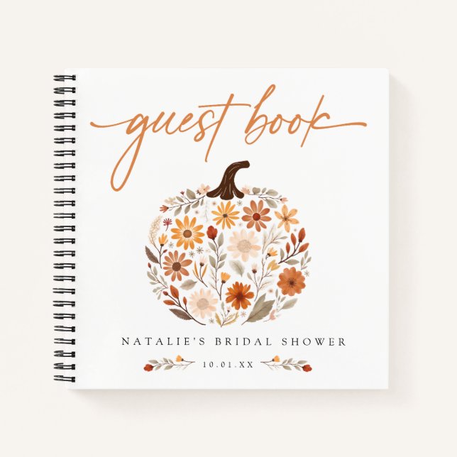 Cuaderno Fall Floral Calabaza Bridal Shower Guest Book (Anverso)