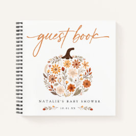 Cuaderno Fall Floral Pumpkin Baby Shower Guest Book