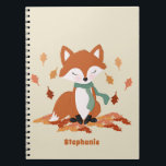 Cuaderno Fall Fox Woodland Birthday<br><div class="desc">Cumpleaños de Fox Woodland Fall Celebra el cumpleaños de tu pequeño con nuestro lindo tema de Fox de otoño. Con un zorro carpintero con un pañuelo de sabios oscuros, sentado en un montón de hojas de roble. Tema perfecto para cualquier celebración otoño/otoño. Diseño perfecto para una reunión al aire libre...</div>