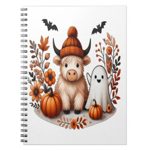 Cuaderno Fall Highland Cow Ghost Png, Otoño Png