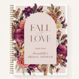 Cuaderno Fall in Love Wreath Pink Bridal Shower Guest Book