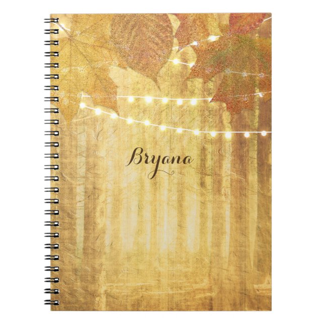 Cuaderno Fall Leaves Golden Autumn Rustic Woods (Frente)