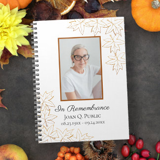 Cuaderno Fall Maple Leaves Funeral Memorial Guest Book