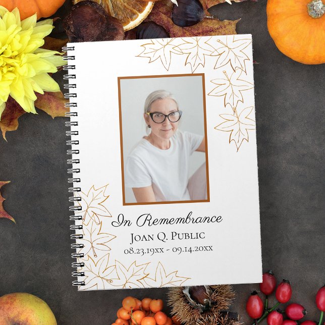 Cuaderno Fall Maple Leaves Funeral Memorial Guest Book (Subido por el creador)