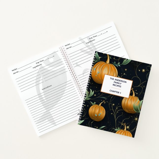 Cuaderno Fall Pumpkins Sparkings Design Family Recipe Book (Interior)