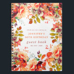 Cuaderno Fall Watercolor Floral 90th Birthday Guest Book<br><div class="desc">Celebre en estilo con nuestro libro de invitados Bright and bold 90th Birthday Party,  con nuestro impresionante diseño floral de acuarela en los colores del otoño. ¡Pida ahora y haz que tu sexagésimo cumpleaños sea memorable!</div>