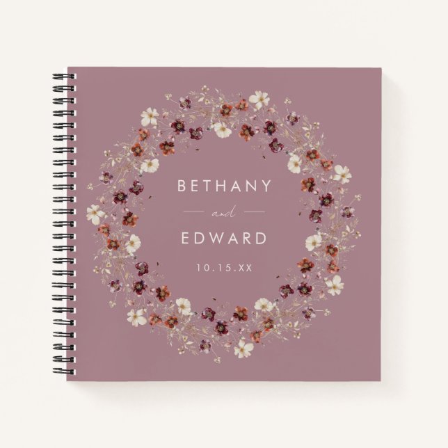 Cuaderno Fall Wildflower Mauve Boda Guestbook (Anverso)