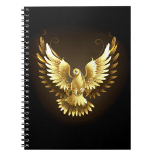 Cuaderno Falsa paloma de paz del Relieve metalizado dorado 