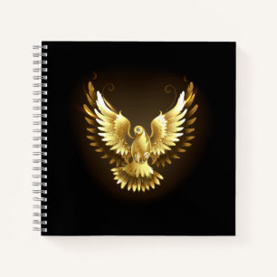 Cuaderno Falsa paloma de paz del Relieve metalizado dorado 