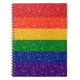 Cuaderno Falsa Purpurina LGBTQ Orgullo Bandera Arcoiris