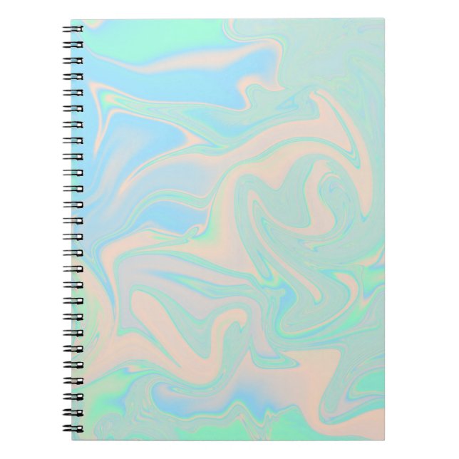 Cuaderno Falsa textura iridiscente olográfica líquida (Frente)