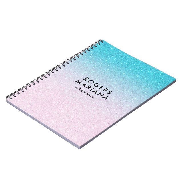 Cuaderno Falso brillo rosa y turquesa ombre (Lado Izquierdo)