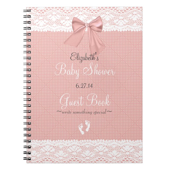 Cuaderno Falso libro de huésped blanco de Baby Shower del (Frente)