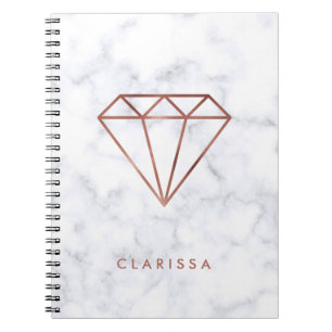 Cuaderno falso mármol color de rosa claro elegante del