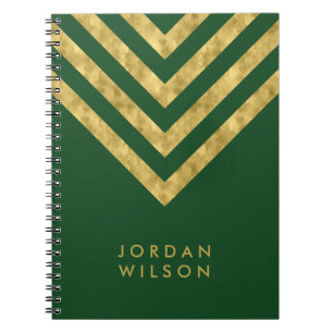 Cuaderno Falso oro verde elegante personalizado Chevron
