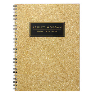 Cuaderno Falso purpurina elegante del oro