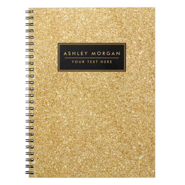 Cuaderno Falso purpurina elegante del oro (Frente)