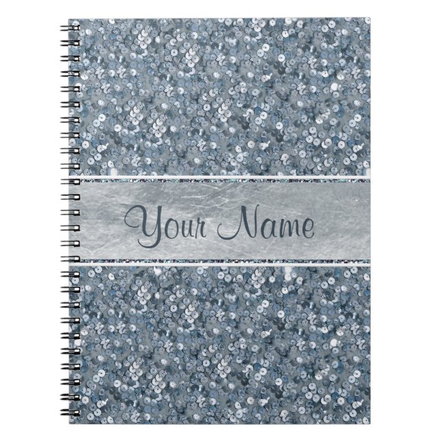 Cuaderno Falso Relieve metalizado plateado azul (Frente)