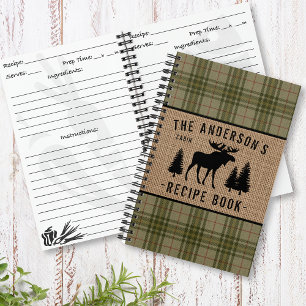 Cuaderno Familia Cabina Moose Árboles Placa Burlap Mini Rec