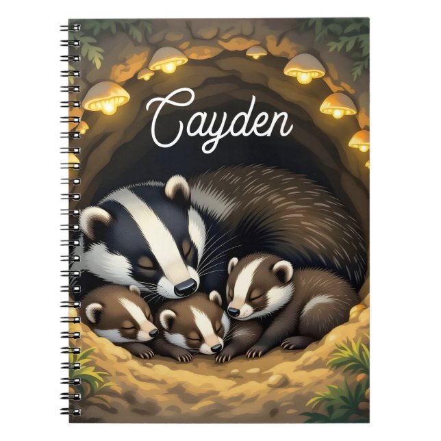 Cuaderno Familia Cute Badger personalizada (Frente)