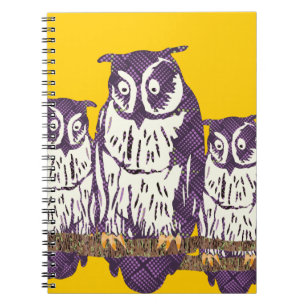 Cuaderno Familia de búhos geométricos con estilo morado