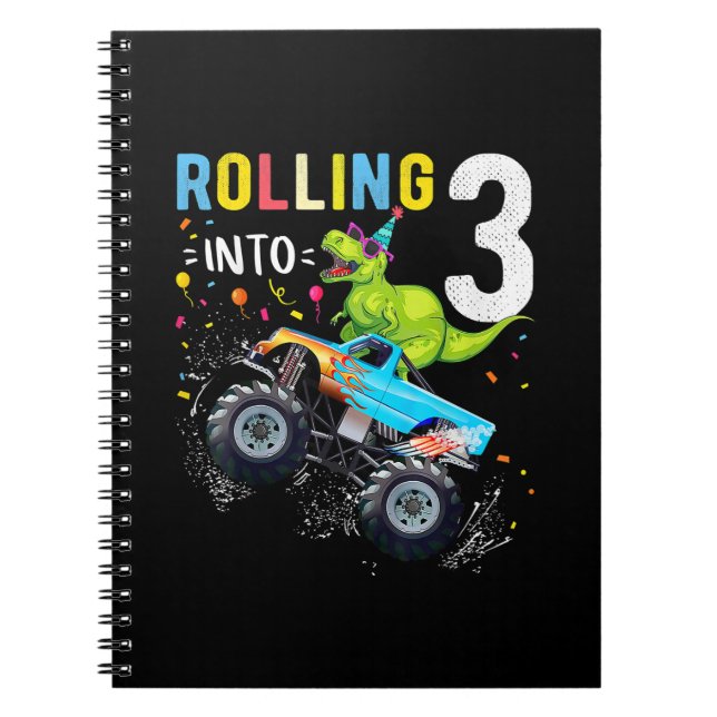 Cuaderno Familia de Camiones Monstruos Dinosaurios de 3 año (Frente)