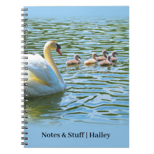 Cuaderno Familia de cisnes en el portátil personalizado Lak