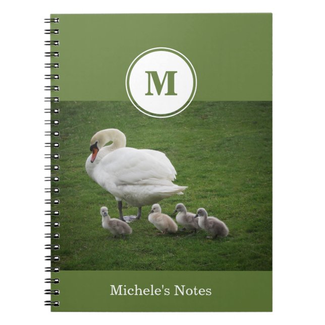 Cuaderno Familia de cisnes en equipo portátil de fotografía (Frente)