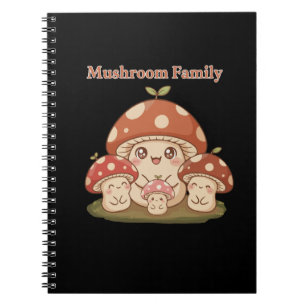 Cuaderno Familia de Hongos Adorables Arte Retro Kawaii de H