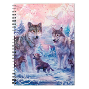 Cuaderno Familia De Lobos Pintando