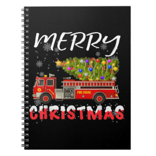 Cuaderno Familia de Navidades de bomberos de camiones ciruj