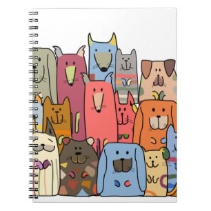 Cuaderno Familia de perros divertidos, patrón sin costura,