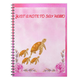 Cuaderno Familia de Tortugas Acuarela Rosa Regreso a la Esc