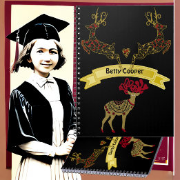 Cuaderno Familia decorativa de ciervos florales en la escue