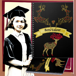 Cuaderno Familia decorativa de ciervos florales en la escue