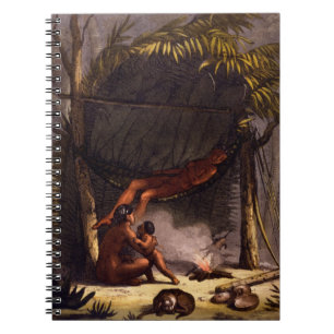 Cuaderno Familia del nativo americano bajo refugio de la