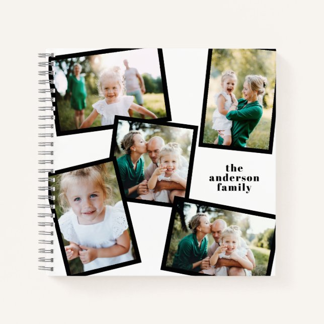 Cuaderno Familia multifoto negro y blanco simple (Anverso)