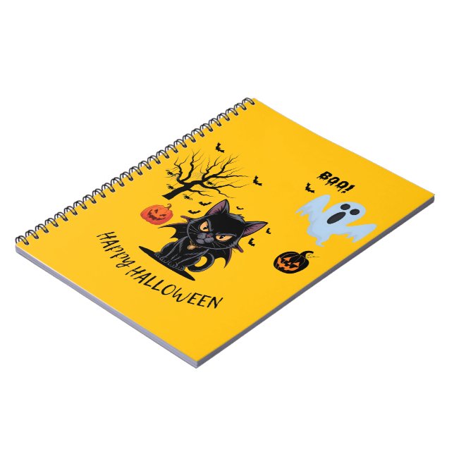 Cuaderno Famoso gato de vampiros feliz Halloween (Lado Izquierdo)