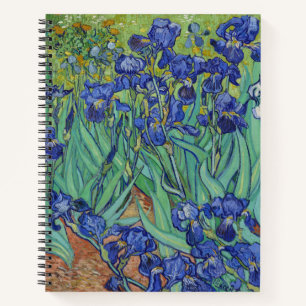 Cuaderno Famosos lirios azules de Van Gogh, pintura al óleo