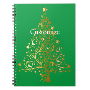 Cuaderno Fancy Gold Christmas Tree Thunder_Cove
