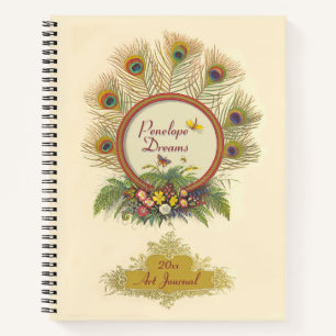 Cuaderno Fancy Peacock Fethers Flora and Fauna Art Journal
