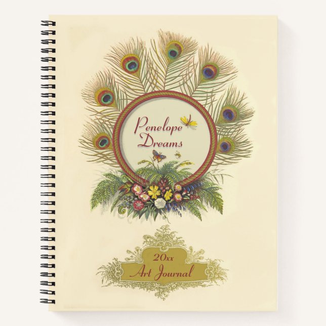Cuaderno Fancy Peacock Fethers Flora and Fauna Art Journal (Anverso)