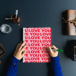 Cuaderno Fancy Romantic Red & Pink Love You Pattern<br><div class="desc">Fancy Romantic Red & Pink Love You Pattern</div>